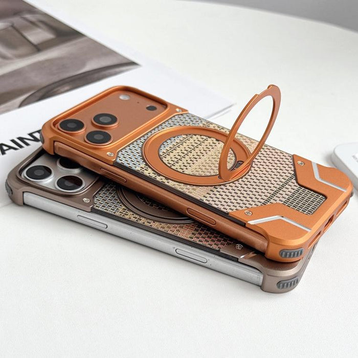 Funda para teléfono con soporte magnético sin marco y tejido de hilo, For iPhone 17 Pro Max, For iPhone 17 Pro