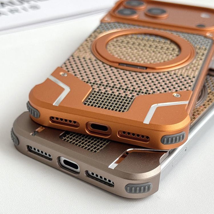 Funda para teléfono con soporte magnético sin marco y tejido de hilo, For iPhone 17 Pro Max, For iPhone 17 Pro