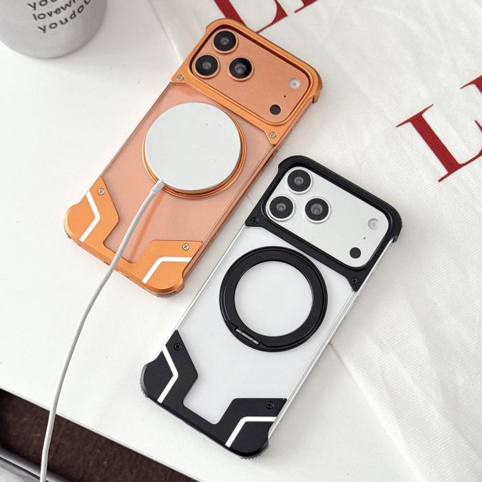 Funda para teléfono con soporte magnético sin marco y transparente para PC, For iPhone 17 Pro Max, For iPhone 17 Pro
