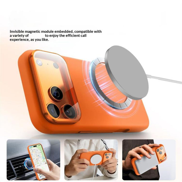 Funda magnética de silicona líquida a prueba de golpes para teléfono con tapa de lente y soporte, For iPhone 17 Pro Max, For iPhone 17 Pro, For iPhone 17, For iPhone 16 Pro Max, For iPhone 16 Pro