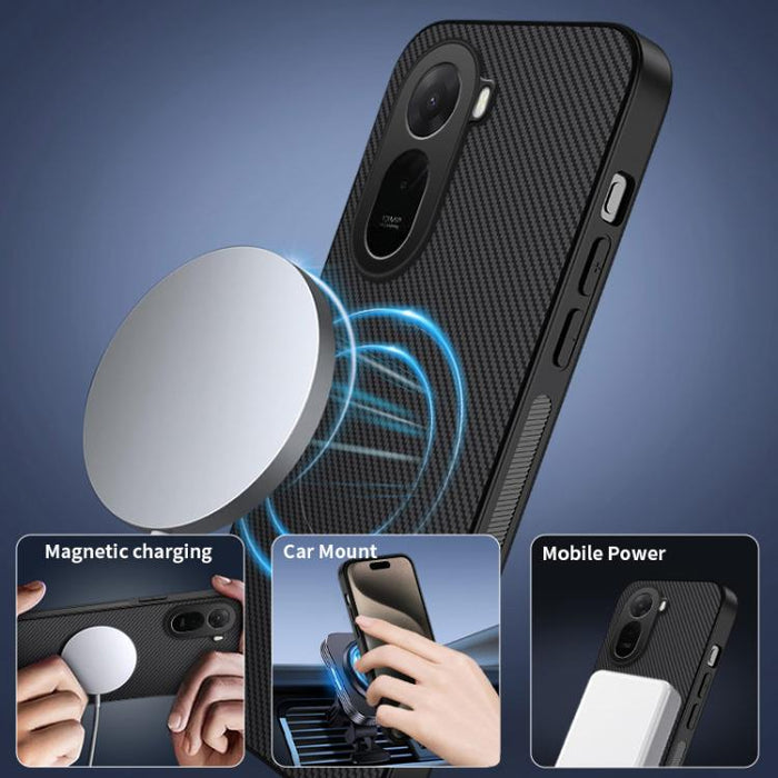 Funda magnética para teléfono WANLONFENG Serie TQ1 con textura de fibra de carbono y 2 protectores de pantalla., For Redmi A7 Pro 171mm / Poco C85x 5G, For Redmi 15a 5G, For Redmi Turbo 5 Max / Poco X8 Pro Max 5G, For Redmi Turbo 5 5G / Poco X8 Pro 5G ...