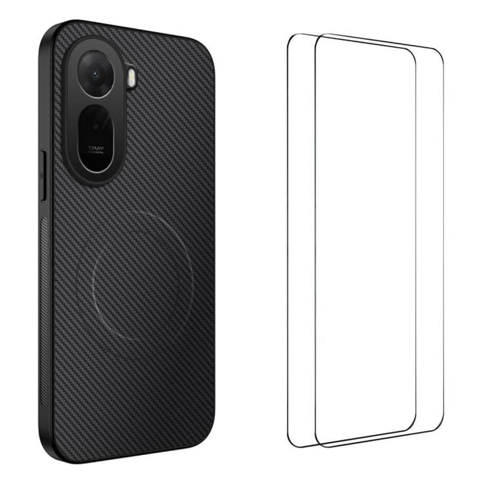 Funda magnética para teléfono WANLONFENG Serie TQ1 con textura de fibra de carbono y 2 protectores de pantalla., For Redmi A7 Pro 171mm / Poco C85x 5G, For Redmi 15a 5G, For Redmi Turbo 5 Max / Poco X8 Pro Max 5G, For Redmi Turbo 5 5G / Poco X8 Pro 5G ...