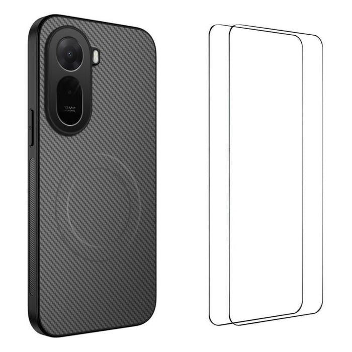 Funda magnética para teléfono WANLONFENG Serie TQ1 con textura de fibra de carbono y 2 protectores de pantalla., For Redmi A7 Pro 171mm / Poco C85x 5G, For Redmi 15a 5G, For Redmi Turbo 5 Max / Poco X8 Pro Max 5G, For Redmi Turbo 5 5G / Poco X8 Pro 5G ...