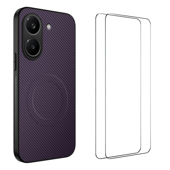 Funda magnética para teléfono WANLONFENG Serie TQ1 con textura de fibra de carbono y 2 protectores de pantalla., For Redmi A7 Pro 171mm / Poco C85x 5G, For Redmi 15a 5G, For Redmi Turbo 5 Max / Poco X8 Pro Max 5G, For Redmi Turbo 5 5G / Poco X8 Pro 5G ...