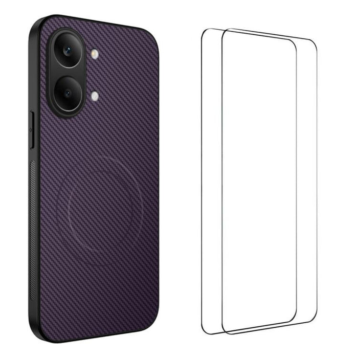 Funda magnética para teléfono WANLONFENG Serie TQ1 con textura de fibra de carbono y 2 protectores de pantalla., For Redmi A7 Pro 171mm / Poco C85x 5G, For Redmi 15a 5G, For Redmi Turbo 5 Max / Poco X8 Pro Max 5G, For Redmi Turbo 5 5G / Poco X8 Pro 5G ...