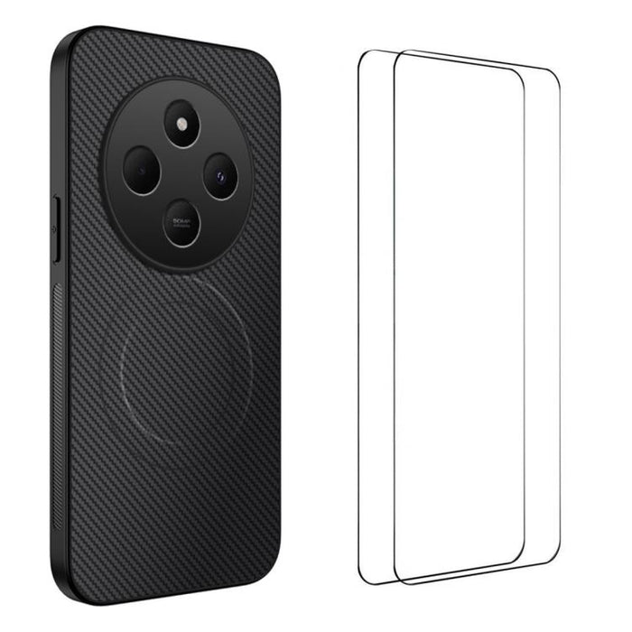 Funda magnética para teléfono WANLONFENG Serie TQ1 con textura de fibra de carbono y 2 protectores de pantalla., For Redmi A7 Pro 171mm / Poco C85x 5G, For Redmi 15a 5G, For Redmi Turbo 5 Max / Poco X8 Pro Max 5G, For Redmi Turbo 5 5G / Poco X8 Pro 5G ...
