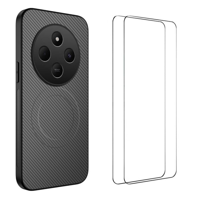 Funda magnética para teléfono WANLONFENG Serie TQ1 con textura de fibra de carbono y 2 protectores de pantalla., For Redmi A7 Pro 171mm / Poco C85x 5G, For Redmi 15a 5G, For Redmi Turbo 5 Max / Poco X8 Pro Max 5G, For Redmi Turbo 5 5G / Poco X8 Pro 5G ...