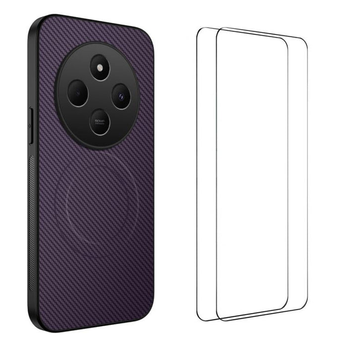 Funda magnética para teléfono WANLONFENG Serie TQ1 con textura de fibra de carbono y 2 protectores de pantalla., For Redmi A7 Pro 171mm / Poco C85x 5G, For Redmi 15a 5G, For Redmi Turbo 5 Max / Poco X8 Pro Max 5G, For Redmi Turbo 5 5G / Poco X8 Pro 5G ...