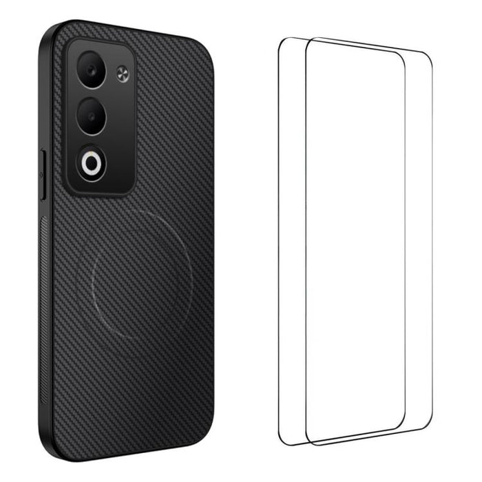 Funda magnética para teléfono WANLONFENG Serie TQ1 con textura de fibra de carbono y 2 protectores de pantalla., For Redmi A7 Pro 171mm / Poco C85x 5G, For Redmi 15a 5G, For Redmi Turbo 5 Max / Poco X8 Pro Max 5G, For Redmi Turbo 5 5G / Poco X8 Pro 5G ...