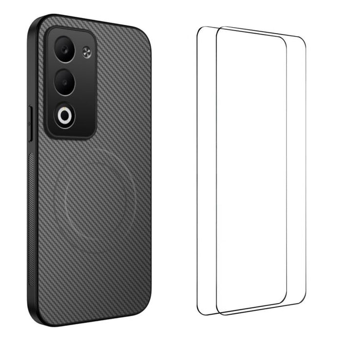 Funda magnética para teléfono WANLONFENG Serie TQ1 con textura de fibra de carbono y 2 protectores de pantalla., For Redmi A7 Pro 171mm / Poco C85x 5G, For Redmi 15a 5G, For Redmi Turbo 5 Max / Poco X8 Pro Max 5G, For Redmi Turbo 5 5G / Poco X8 Pro 5G ...