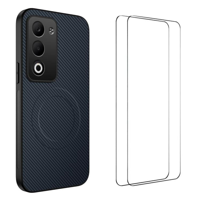 Funda magnética para teléfono WANLONFENG Serie TQ1 con textura de fibra de carbono y 2 protectores de pantalla., For Redmi A7 Pro 171mm / Poco C85x 5G, For Redmi 15a 5G, For Redmi Turbo 5 Max / Poco X8 Pro Max 5G, For Redmi Turbo 5 5G / Poco X8 Pro 5G ...