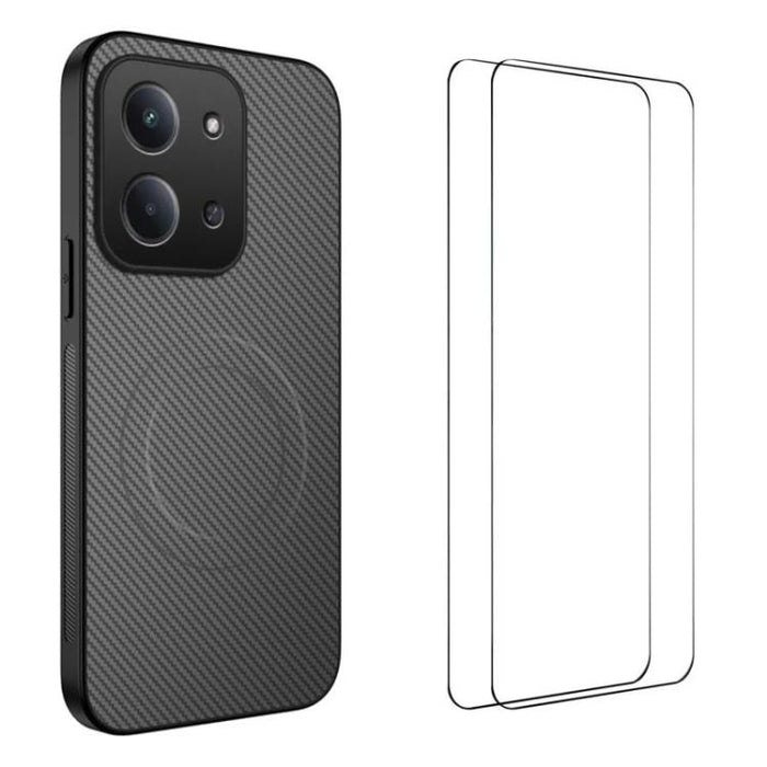 Funda magnética para teléfono WANLONFENG Serie TQ1 con textura de fibra de carbono y 2 protectores de pantalla., For Redmi A7 Pro 171mm / Poco C85x 5G, For Redmi 15a 5G, For Redmi Turbo 5 Max / Poco X8 Pro Max 5G, For Redmi Turbo 5 5G / Poco X8 Pro 5G ...