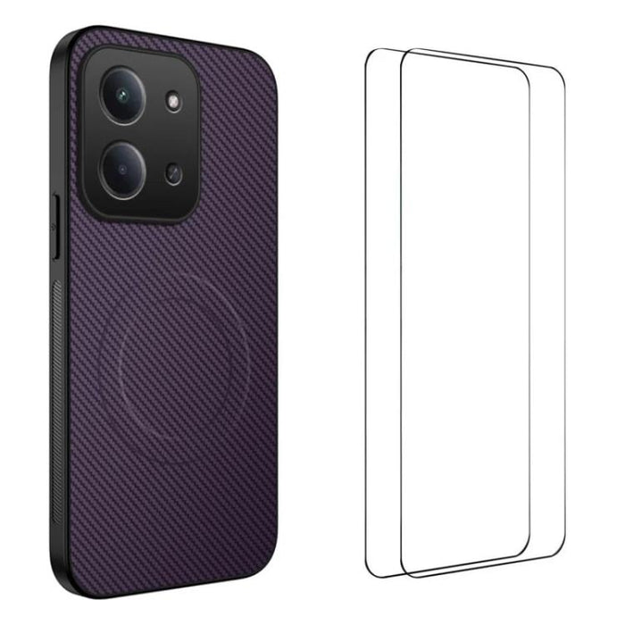 Funda magnética para teléfono WANLONFENG Serie TQ1 con textura de fibra de carbono y 2 protectores de pantalla., For Redmi A7 Pro 171mm / Poco C85x 5G, For Redmi 15a 5G, For Redmi Turbo 5 Max / Poco X8 Pro Max 5G, For Redmi Turbo 5 5G / Poco X8 Pro 5G ...