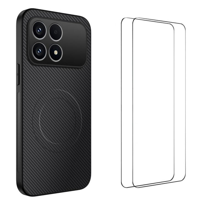 Funda magnética para teléfono WANLONFENG Serie TQ1 con textura de fibra de carbono y 2 protectores de pantalla., For Redmi A7 Pro 171mm / Poco C85x 5G, For Redmi 15a 5G, For Redmi Turbo 5 Max / Poco X8 Pro Max 5G, For Redmi Turbo 5 5G / Poco X8 Pro 5G ...
