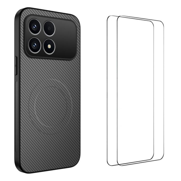 Funda magnética para teléfono WANLONFENG Serie TQ1 con textura de fibra de carbono y 2 protectores de pantalla., For Redmi A7 Pro 171mm / Poco C85x 5G, For Redmi 15a 5G, For Redmi Turbo 5 Max / Poco X8 Pro Max 5G, For Redmi Turbo 5 5G / Poco X8 Pro 5G ...