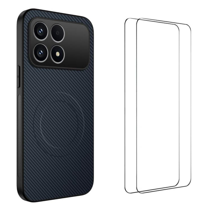 Funda magnética para teléfono WANLONFENG Serie TQ1 con textura de fibra de carbono y 2 protectores de pantalla., For Redmi A7 Pro 171mm / Poco C85x 5G, For Redmi 15a 5G, For Redmi Turbo 5 Max / Poco X8 Pro Max 5G, For Redmi Turbo 5 5G / Poco X8 Pro 5G ...