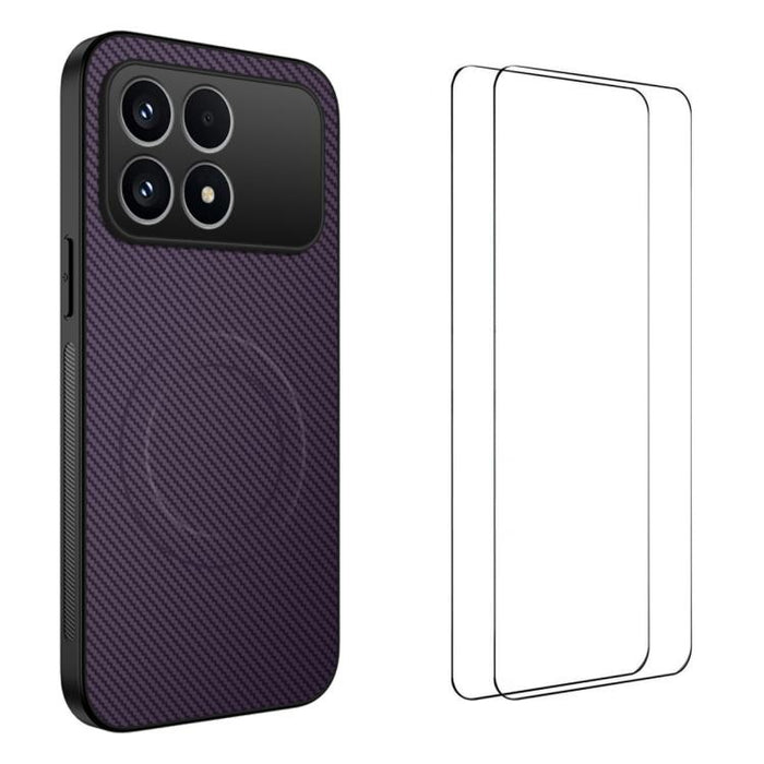 Funda magnética para teléfono WANLONFENG Serie TQ1 con textura de fibra de carbono y 2 protectores de pantalla., For Redmi A7 Pro 171mm / Poco C85x 5G, For Redmi 15a 5G, For Redmi Turbo 5 Max / Poco X8 Pro Max 5G, For Redmi Turbo 5 5G / Poco X8 Pro 5G ...