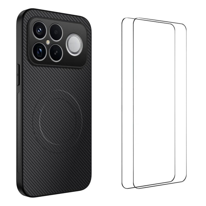 Funda magnética para teléfono WANLONFENG Serie TQ1 con textura de fibra de carbono y 2 protectores de pantalla., For Redmi A7 Pro 171mm / Poco C85x 5G, For Redmi 15a 5G, For Redmi Turbo 5 Max / Poco X8 Pro Max 5G, For Redmi Turbo 5 5G / Poco X8 Pro 5G ...
