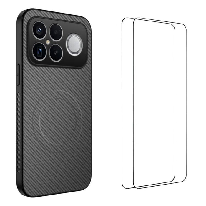 Funda magnética para teléfono WANLONFENG Serie TQ1 con textura de fibra de carbono y 2 protectores de pantalla., For Redmi A7 Pro 171mm / Poco C85x 5G, For Redmi 15a 5G, For Redmi Turbo 5 Max / Poco X8 Pro Max 5G, For Redmi Turbo 5 5G / Poco X8 Pro 5G ...