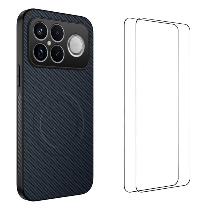 Funda magnética para teléfono WANLONFENG Serie TQ1 con textura de fibra de carbono y 2 protectores de pantalla., For Redmi A7 Pro 171mm / Poco C85x 5G, For Redmi 15a 5G, For Redmi Turbo 5 Max / Poco X8 Pro Max 5G, For Redmi Turbo 5 5G / Poco X8 Pro 5G ...