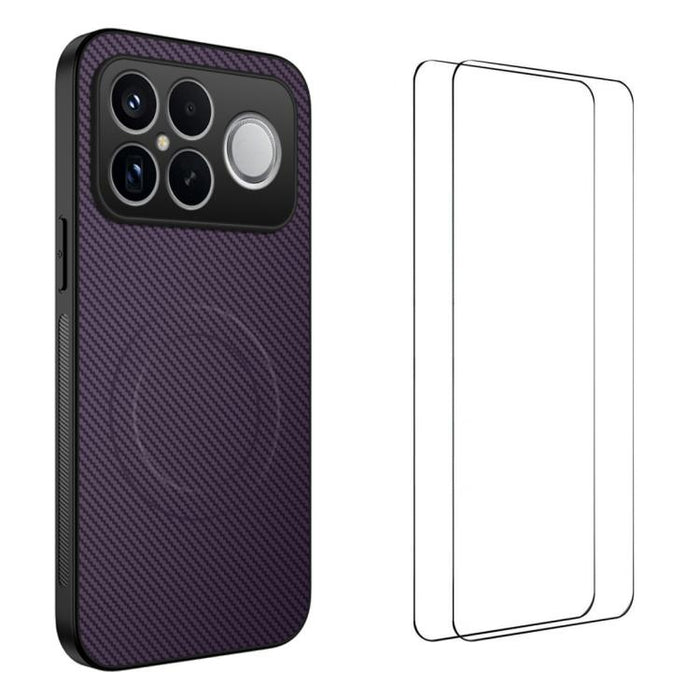 Funda magnética para teléfono WANLONFENG Serie TQ1 con textura de fibra de carbono y 2 protectores de pantalla., For Redmi A7 Pro 171mm / Poco C85x 5G, For Redmi 15a 5G, For Redmi Turbo 5 Max / Poco X8 Pro Max 5G, For Redmi Turbo 5 5G / Poco X8 Pro 5G ...