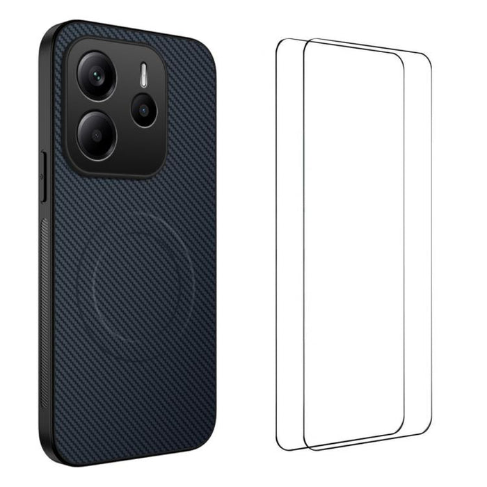 Funda magnética para teléfono WANLONFENG Serie TQ1 con textura de fibra de carbono y 2 protectores de pantalla., For Redmi A7 Pro 171mm / Poco C85x 5G, For Redmi 15a 5G, For Redmi Turbo 5 Max / Poco X8 Pro Max 5G, For Redmi Turbo 5 5G / Poco X8 Pro 5G ...