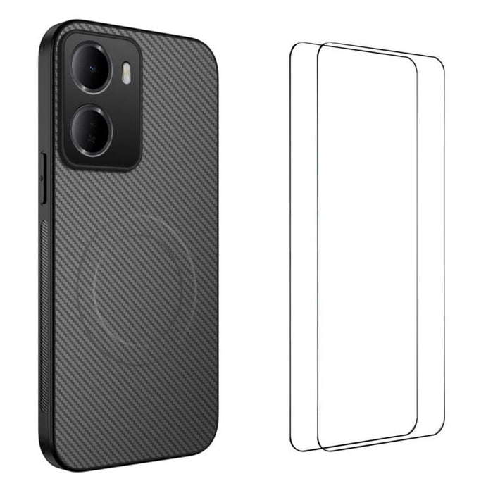 Funda magnética para teléfono WANLONFENG Serie TQ1 con textura de fibra de carbono y 2 protectores de pantalla., For Redmi A7 Pro 171mm / Poco C85x 5G, For Redmi 15a 5G, For Redmi Turbo 5 Max / Poco X8 Pro Max 5G, For Redmi Turbo 5 5G / Poco X8 Pro 5G ...