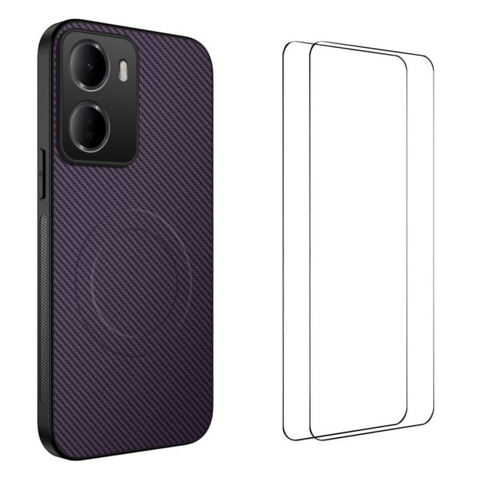 Funda magnética para teléfono WANLONFENG Serie TQ1 con textura de fibra de carbono y 2 protectores de pantalla., For Redmi A7 Pro 171mm / Poco C85x 5G, For Redmi 15a 5G, For Redmi Turbo 5 Max / Poco X8 Pro Max 5G, For Redmi Turbo 5 5G / Poco X8 Pro 5G ...