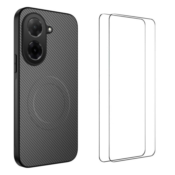Funda magnética para teléfono WANLONFENG Serie TQ1 con textura de fibra de carbono y 2 protectores de pantalla., For Redmi A7 Pro 171mm / Poco C85x 5G, For Redmi 15a 5G, For Redmi Turbo 5 Max / Poco X8 Pro Max 5G, For Redmi Turbo 5 5G / Poco X8 Pro 5G ...