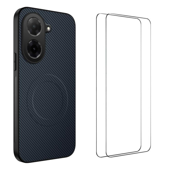 Funda magnética para teléfono WANLONFENG Serie TQ1 con textura de fibra de carbono y 2 protectores de pantalla., For Redmi A7 Pro 171mm / Poco C85x 5G, For Redmi 15a 5G, For Redmi Turbo 5 Max / Poco X8 Pro Max 5G, For Redmi Turbo 5 5G / Poco X8 Pro 5G ...