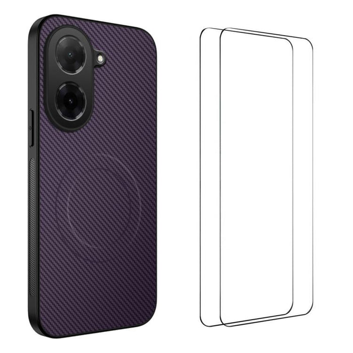 Funda magnética para teléfono WANLONFENG Serie TQ1 con textura de fibra de carbono y 2 protectores de pantalla., For Redmi A7 Pro 171mm / Poco C85x 5G, For Redmi 15a 5G, For Redmi Turbo 5 Max / Poco X8 Pro Max 5G, For Redmi Turbo 5 5G / Poco X8 Pro 5G ...