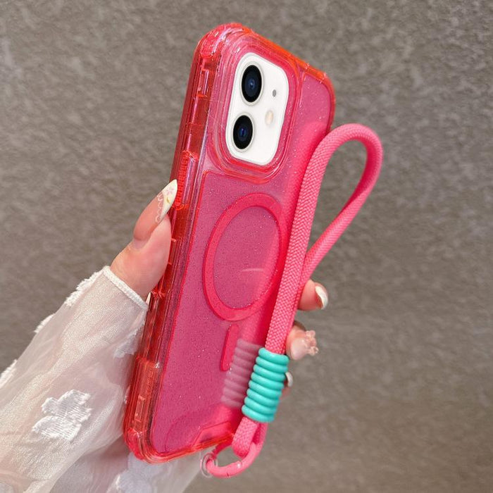 Funda magnética desmontable 3 en 1 con purpurina y correa de mano., For iPhone 11