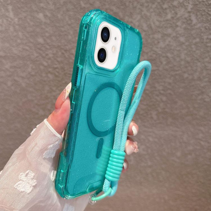 Funda magnética desmontable 3 en 1 con purpurina y correa de mano., For iPhone 11