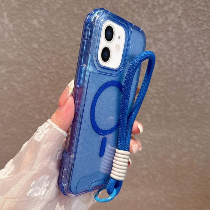 Funda magnética desmontable 3 en 1 con purpurina y correa de mano., For iPhone 11