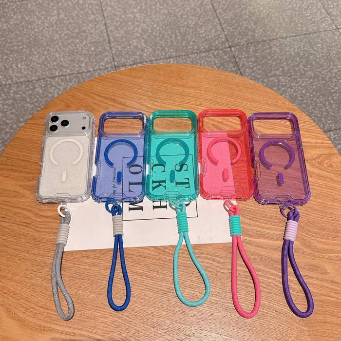 Funda magnética desmontable 3 en 1 con purpurina y correa de mano., For iPhone 11