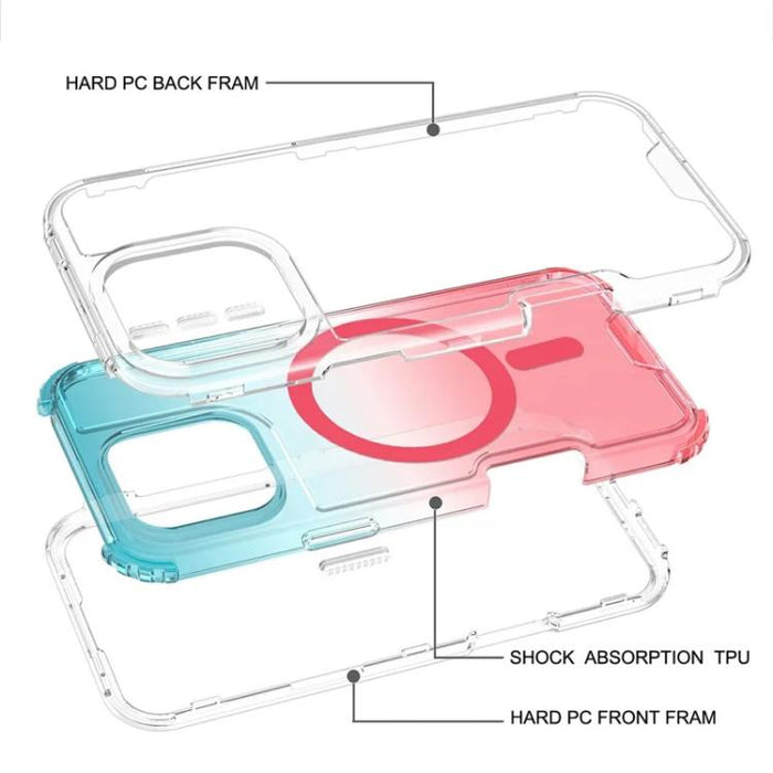 Funda magnética transparente con degradado desmontable para teléfono, For iPhone 13 Pro, For iPhone 12 / 12 Pro, For iPhone 12 Pro Max, For iPhone 11