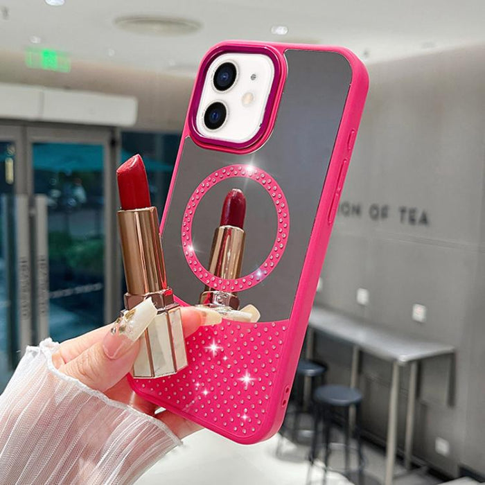 Funda magnética para teléfono con superficie de espejo de cristal y diamantes de imitación, For iPhone 14 Plus, For iPhone 14, For iPhone 14 Pro, For iPhone 14 Pro Max, For iPhone 13 Pro Max, For iPhone 13 Pro, For iPhone 13, For iPhone 12             ...
