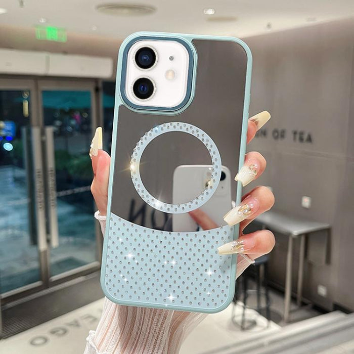 Funda magnética para teléfono con superficie de espejo de cristal y diamantes de imitación, For iPhone 14 Plus, For iPhone 14, For iPhone 14 Pro, For iPhone 14 Pro Max, For iPhone 13 Pro Max, For iPhone 13 Pro, For iPhone 13, For iPhone 12             ...