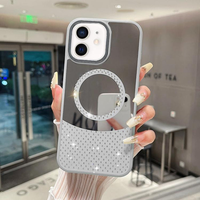Funda magnética para teléfono con superficie de espejo de cristal y diamantes de imitación, For iPhone 14 Plus, For iPhone 14, For iPhone 14 Pro, For iPhone 14 Pro Max, For iPhone 13 Pro Max, For iPhone 13 Pro, For iPhone 13, For iPhone 12             ...
