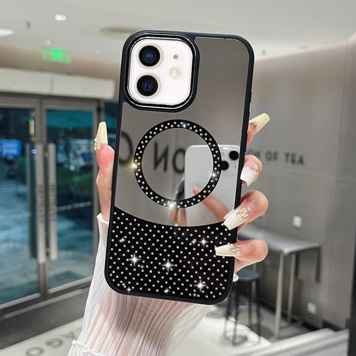 Funda magnética para teléfono con superficie de espejo de cristal y diamantes de imitación, For iPhone 14 Plus, For iPhone 14, For iPhone 14 Pro, For iPhone 14 Pro Max, For iPhone 13 Pro Max, For iPhone 13 Pro, For iPhone 13, For iPhone 12             ...