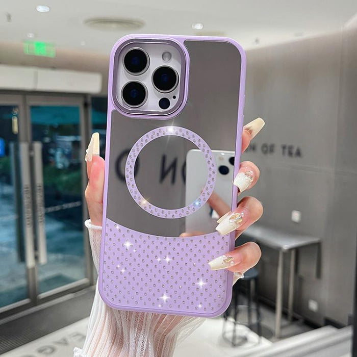 Funda magnética para teléfono con superficie de espejo de cristal y diamantes de imitación, For iPhone 14 Plus, For iPhone 14, For iPhone 14 Pro, For iPhone 14 Pro Max, For iPhone 13 Pro Max, For iPhone 13 Pro, For iPhone 13, For iPhone 12             ...