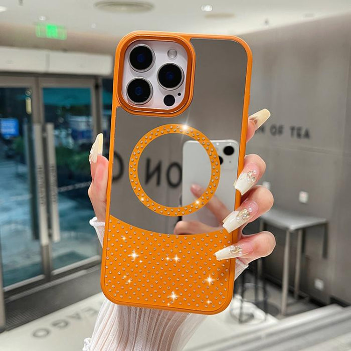 Funda magnética para teléfono con superficie de espejo de cristal y diamantes de imitación, For iPhone 14 Plus, For iPhone 14, For iPhone 14 Pro, For iPhone 14 Pro Max, For iPhone 13 Pro Max, For iPhone 13 Pro, For iPhone 13, For iPhone 12             ...