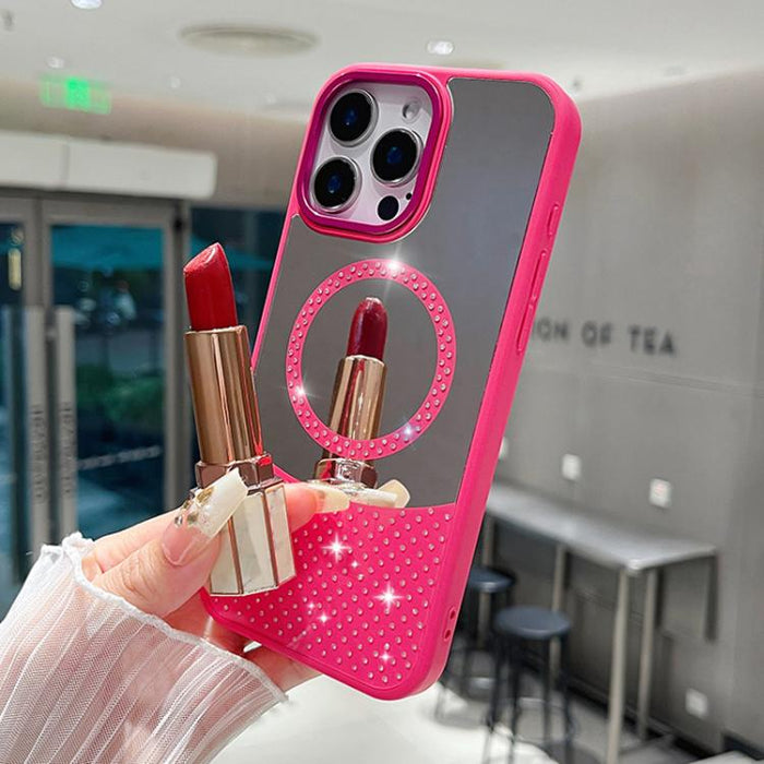 Funda magnética para teléfono con superficie de espejo de cristal y diamantes de imitación, For iPhone 14 Plus, For iPhone 14, For iPhone 14 Pro, For iPhone 14 Pro Max, For iPhone 13 Pro Max, For iPhone 13 Pro, For iPhone 13, For iPhone 12             ...