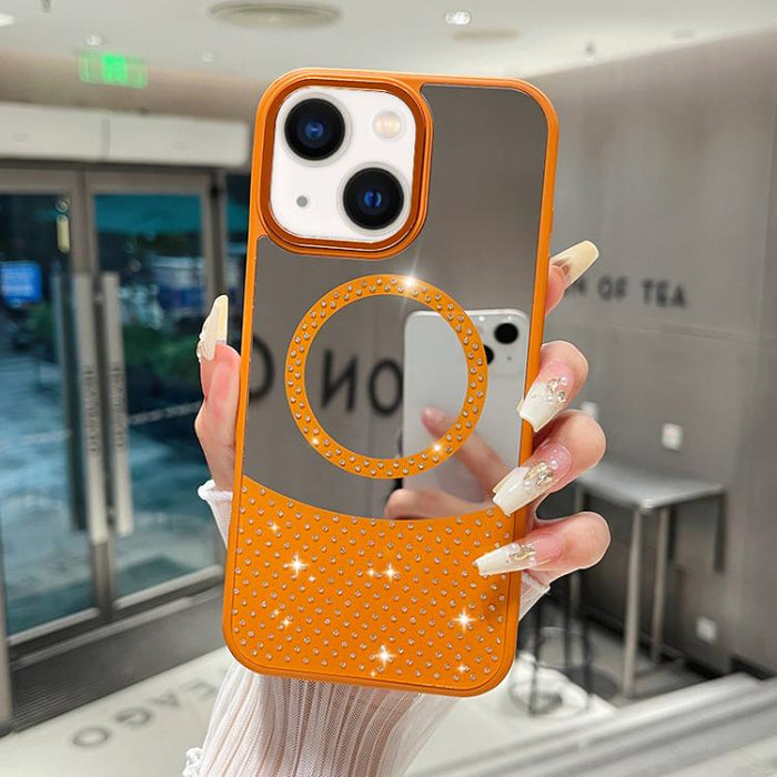 Funda magnética para teléfono con superficie de espejo de cristal y diamantes de imitación, For iPhone 14 Plus, For iPhone 14, For iPhone 14 Pro, For iPhone 14 Pro Max, For iPhone 13 Pro Max, For iPhone 13 Pro, For iPhone 13, For iPhone 12             ...