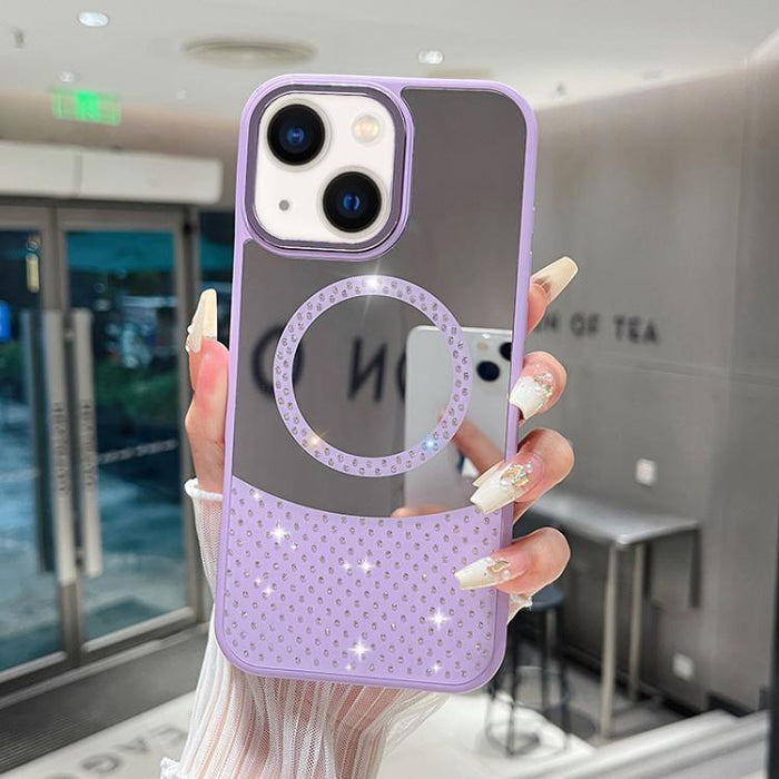 Funda magnética para teléfono con superficie de espejo de cristal y diamantes de imitación, For iPhone 14 Plus, For iPhone 14, For iPhone 14 Pro, For iPhone 14 Pro Max, For iPhone 13 Pro Max, For iPhone 13 Pro, For iPhone 13, For iPhone 12             ...
