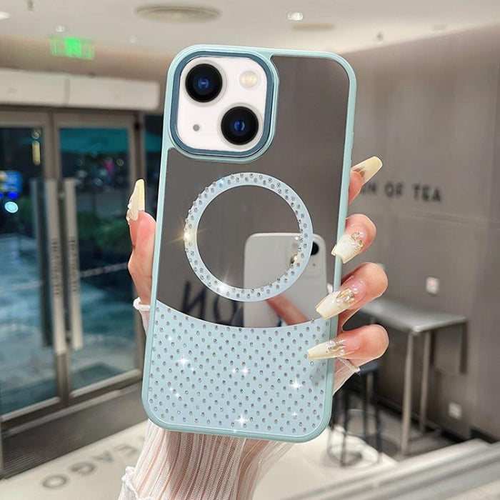 Funda magnética para teléfono con superficie de espejo de cristal y diamantes de imitación, For iPhone 14 Plus, For iPhone 14, For iPhone 14 Pro, For iPhone 14 Pro Max, For iPhone 13 Pro Max, For iPhone 13 Pro, For iPhone 13, For iPhone 12             ...