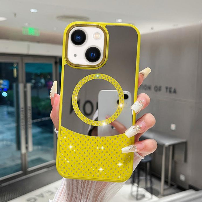 Funda magnética para teléfono con superficie de espejo de cristal y diamantes de imitación, For iPhone 14 Plus, For iPhone 14, For iPhone 14 Pro, For iPhone 14 Pro Max, For iPhone 13 Pro Max, For iPhone 13 Pro, For iPhone 13, For iPhone 12             ...
