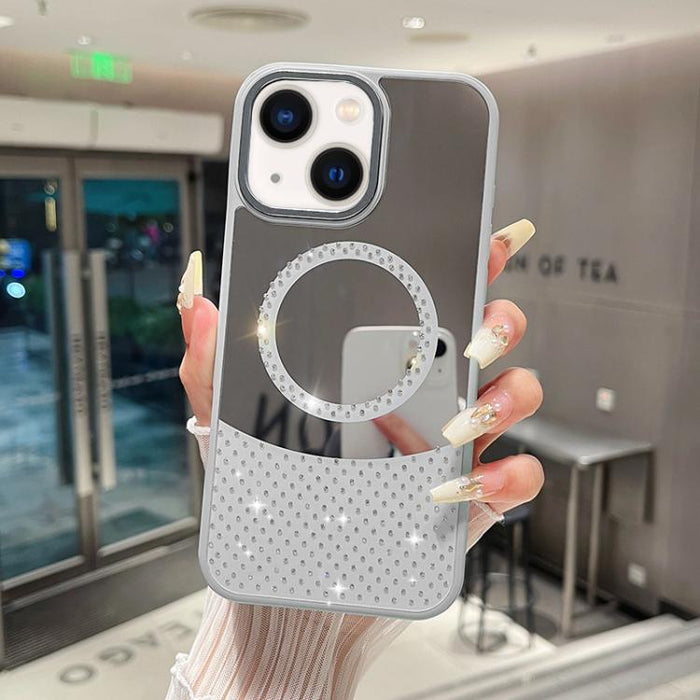 Funda magnética para teléfono con superficie de espejo de cristal y diamantes de imitación, For iPhone 14 Plus, For iPhone 14, For iPhone 14 Pro, For iPhone 14 Pro Max, For iPhone 13 Pro Max, For iPhone 13 Pro, For iPhone 13, For iPhone 12             ...