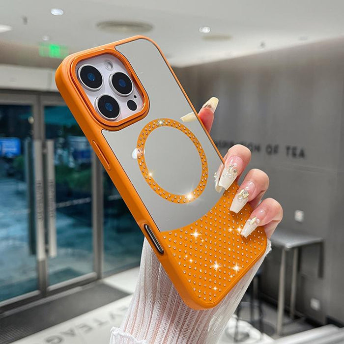 Funda magnética para teléfono con superficie de espejo de cristal y diamantes de imitación, For iPhone 14 Plus, For iPhone 14, For iPhone 14 Pro, For iPhone 14 Pro Max, For iPhone 13 Pro Max, For iPhone 13 Pro, For iPhone 13, For iPhone 12             ...