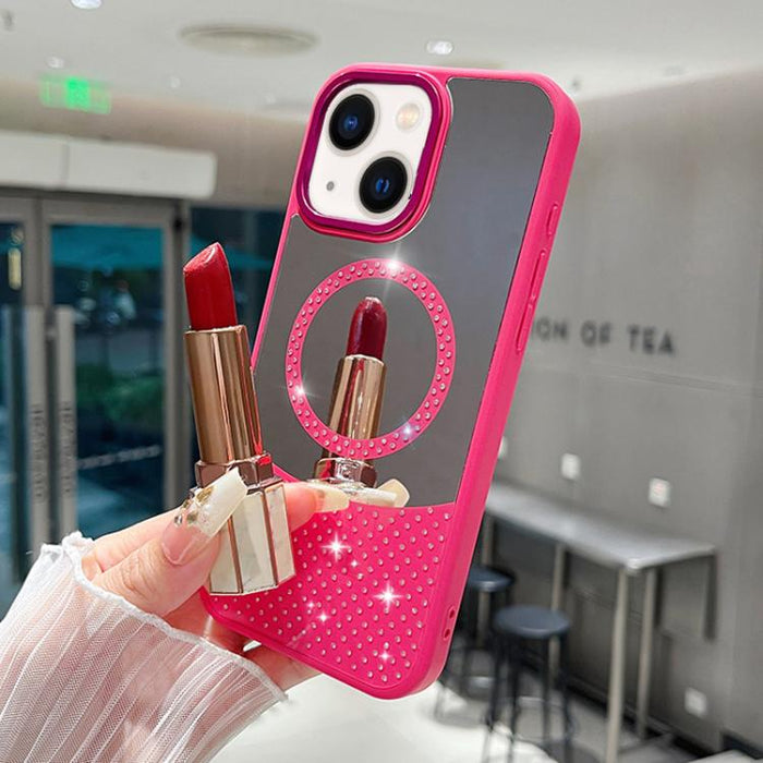 Funda magnética para teléfono con superficie de espejo de cristal y diamantes de imitación, For iPhone 14 Plus, For iPhone 14, For iPhone 14 Pro, For iPhone 14 Pro Max, For iPhone 13 Pro Max, For iPhone 13 Pro, For iPhone 13, For iPhone 12             ...